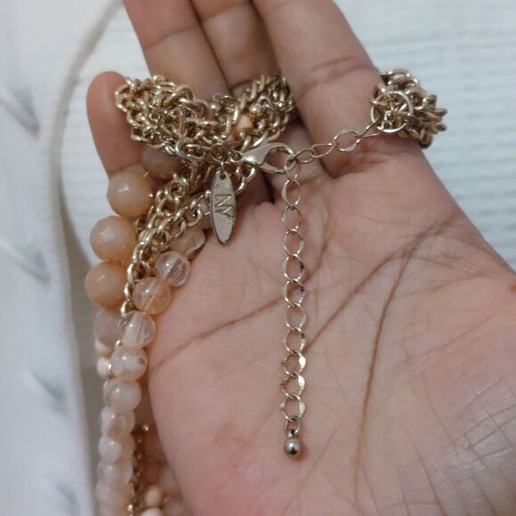 Peaches and Cream Beads Fold Tone Twisted Strands Statement Necklace - Picture 6 of 8